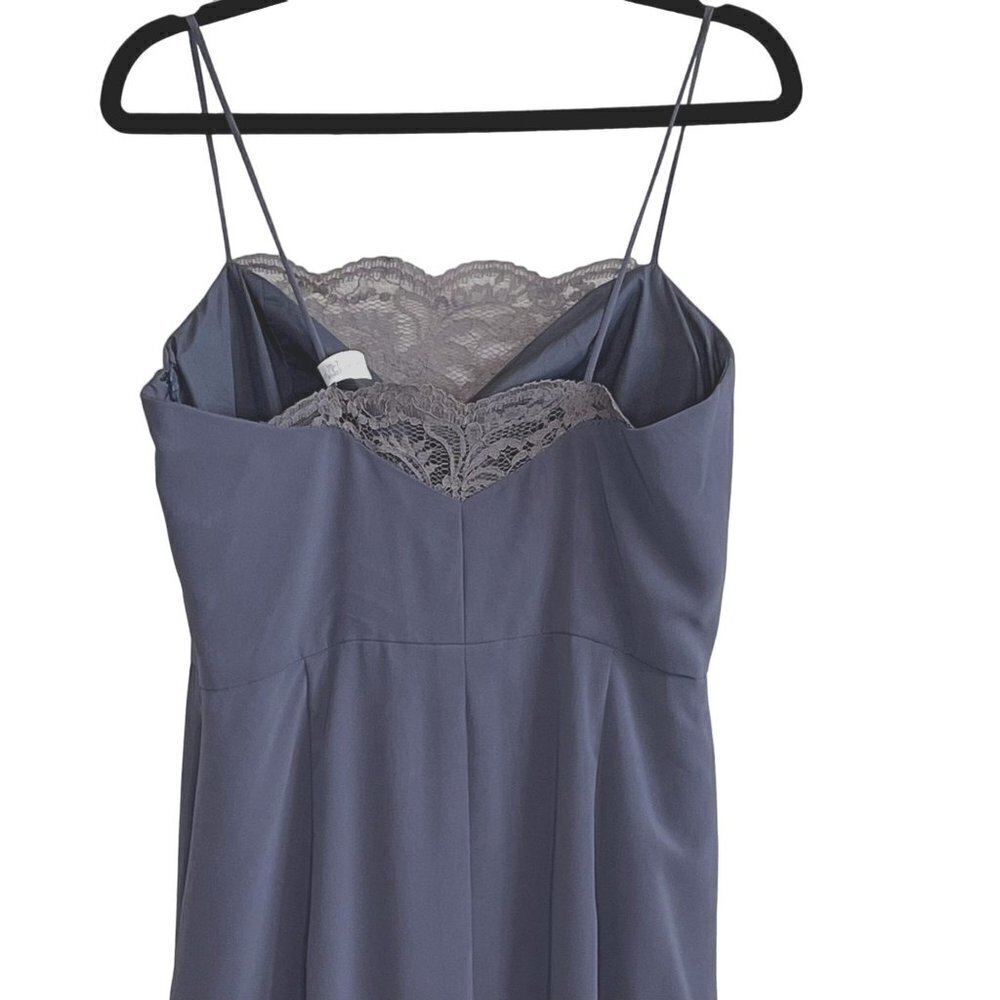 JENNY YOO Charcoal Gray Evening Maxi Dress with Spaghetti Straps Size 10 - Picture 7 of 12